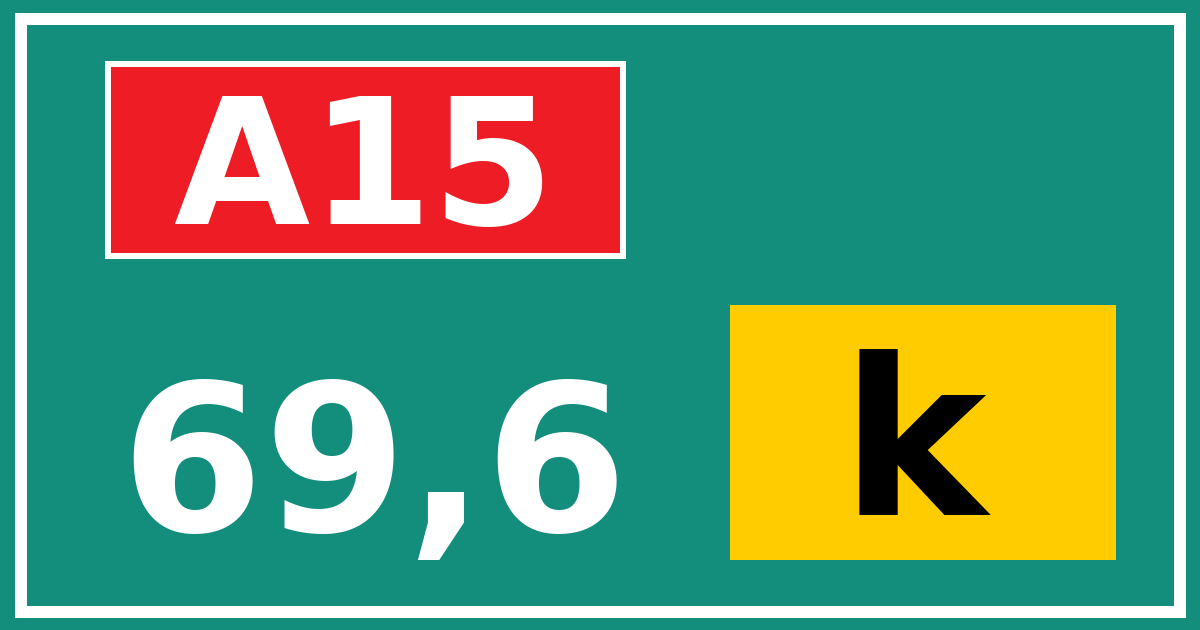 Hectometerbord A15 69,6 letter k