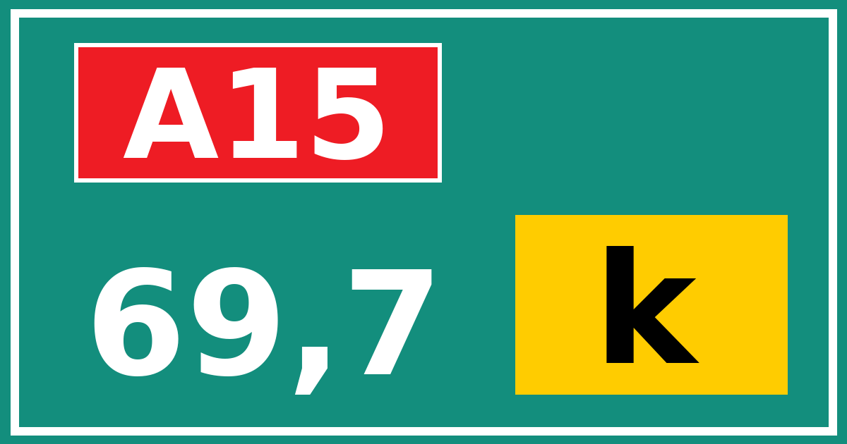 Hectometerbord A15 69,7 letter k