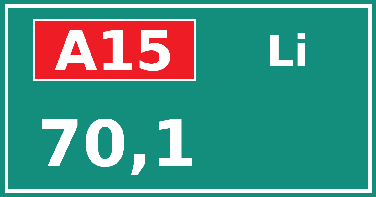 Hectometerbord A15 70,1 zijde Li