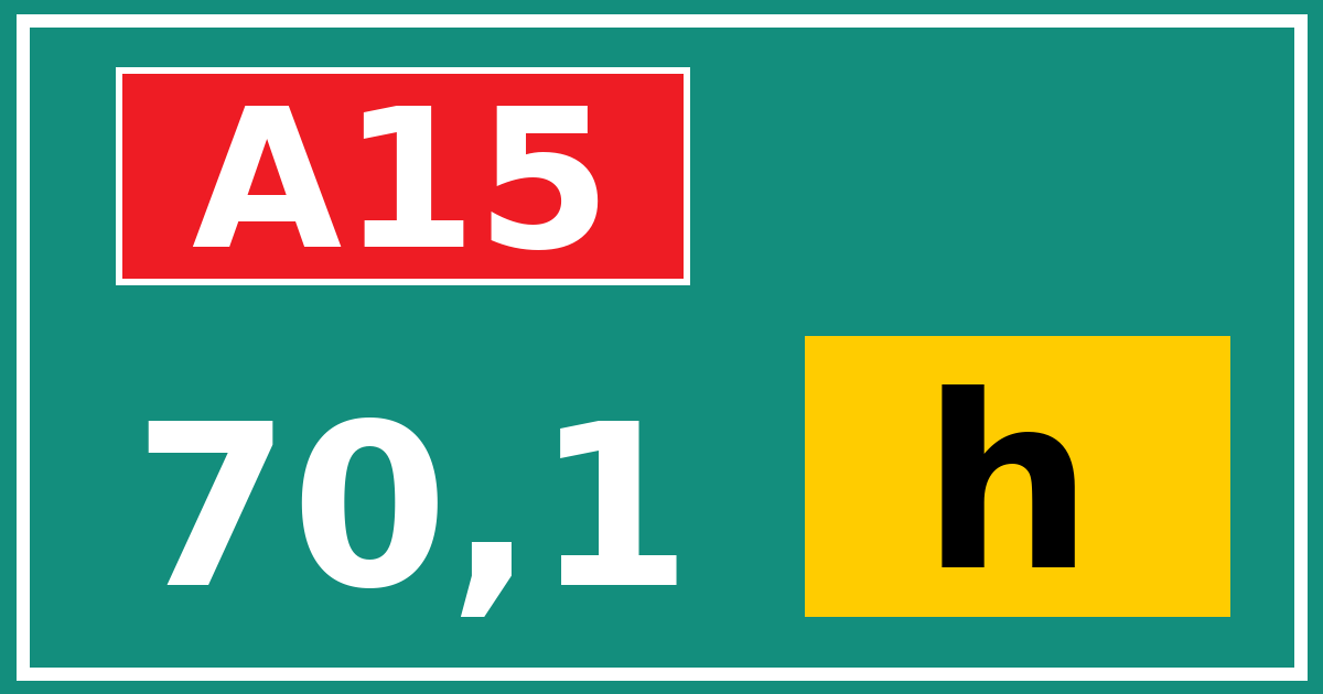 Hectometerbord A15 70,1 letter h