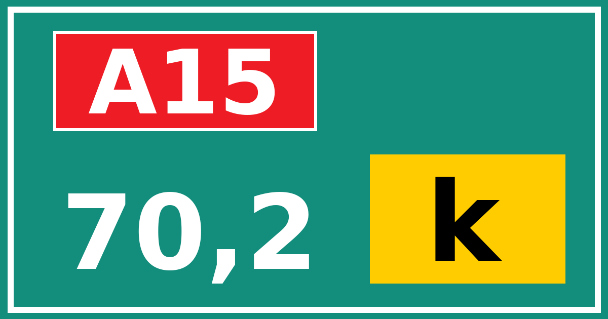 Hectometerbord A15 70,2 letter k