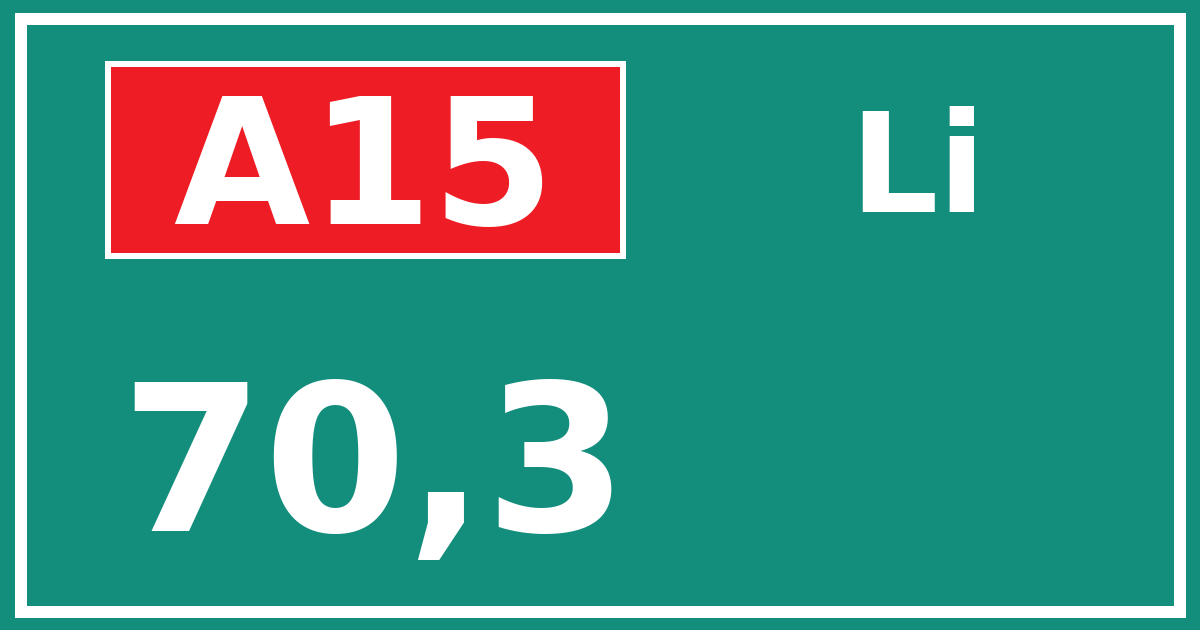 Hectometerbord A15 70,3 zijde Li