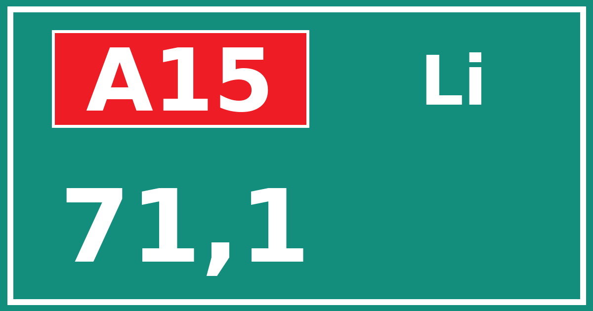 Hectometerbord A15 71,1 zijde Li