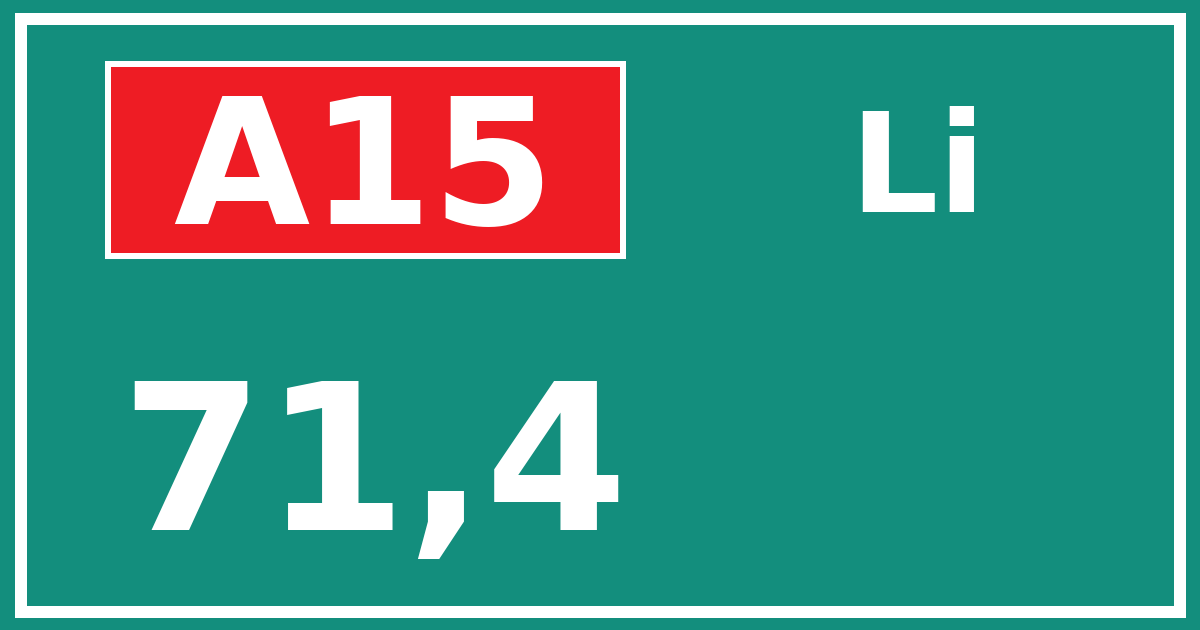 Hectometerbord A15 71,4 zijde Li