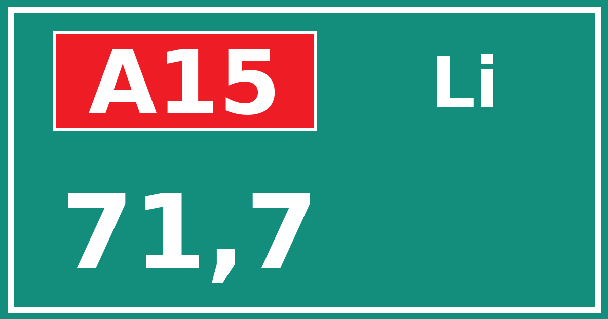 Hectometerbord A15 71,7 zijde Li