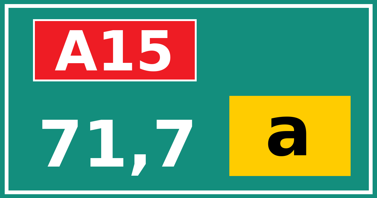 Hectometerbord A15 71,7 letter a