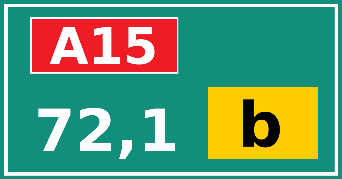 Hectometerbord A15 72,1 letter b