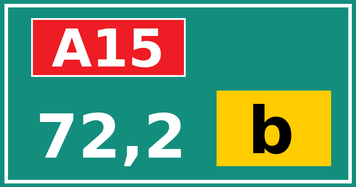 Hectometerbord A15 72,2 letter b