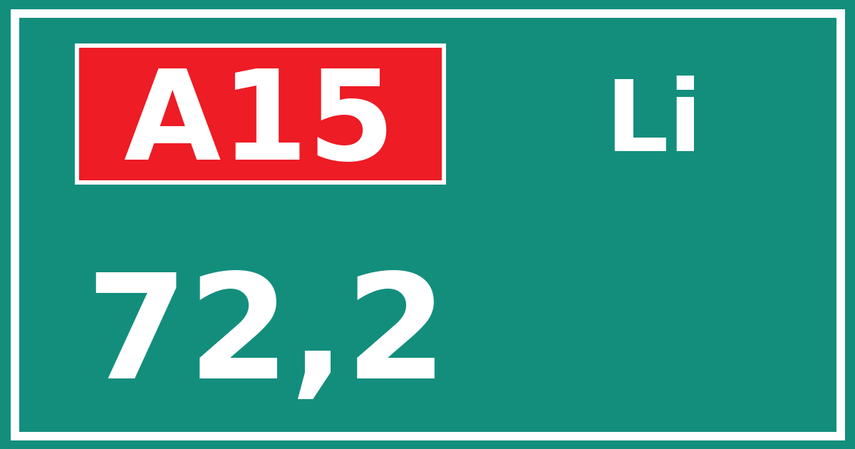 Hectometerbord A15 72,2 zijde Li