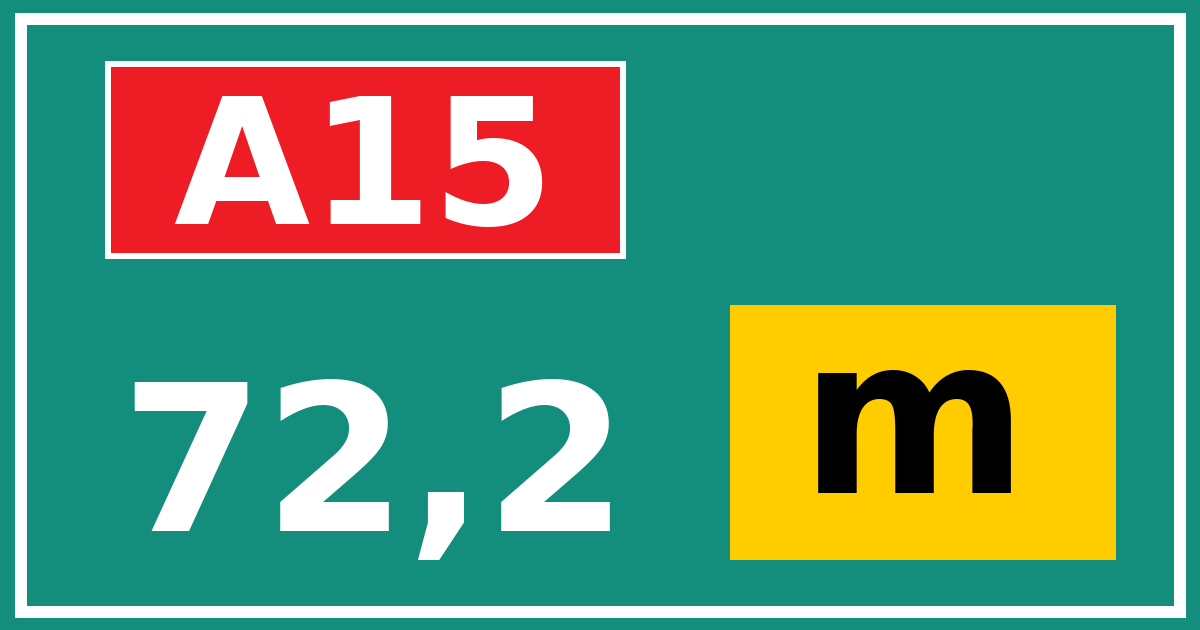 Hectometerbord A15 72,2 letter m