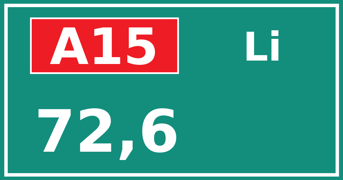 Hectometerbord A15 72,6 zijde Li