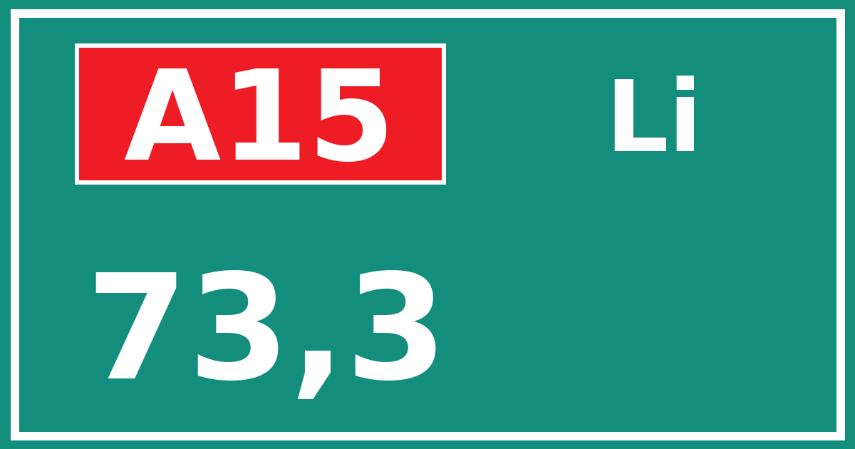 Hectometerbord A15 73,3 zijde Li