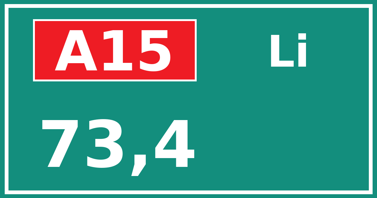 Hectometerbord A15 73,4 zijde Li