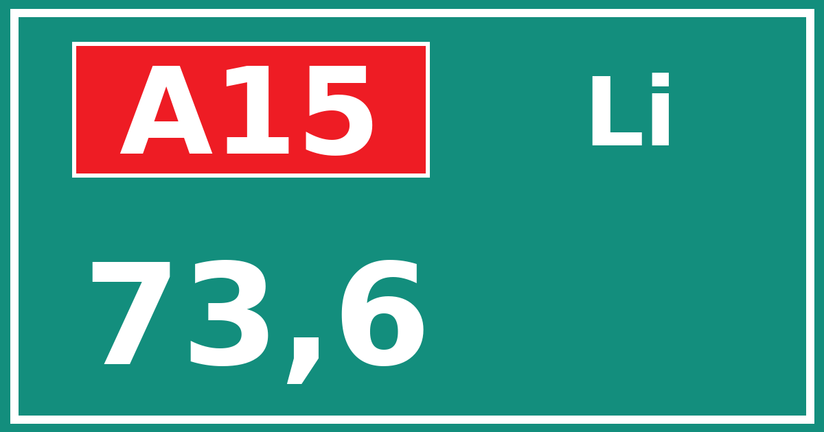 Hectometerbord A15 73,6 zijde Li