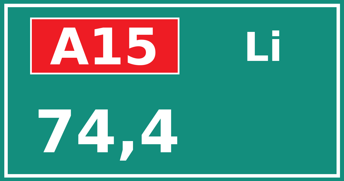 Hectometerbord A15 74,4 zijde Li
