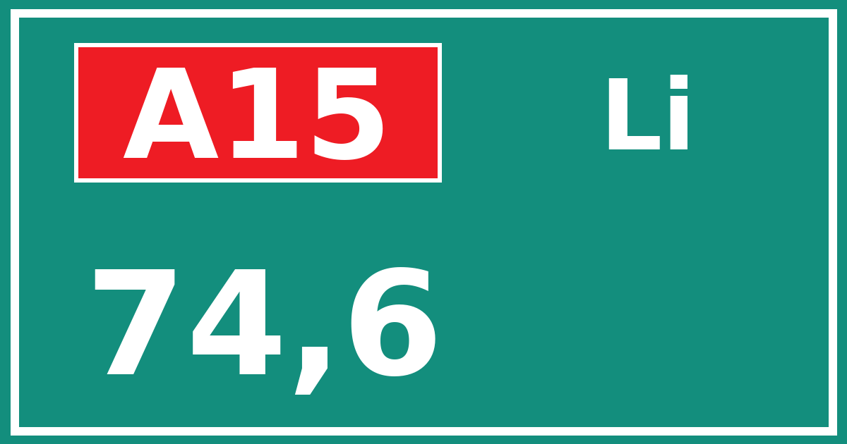 Hectometerbord A15 74,6 zijde Li