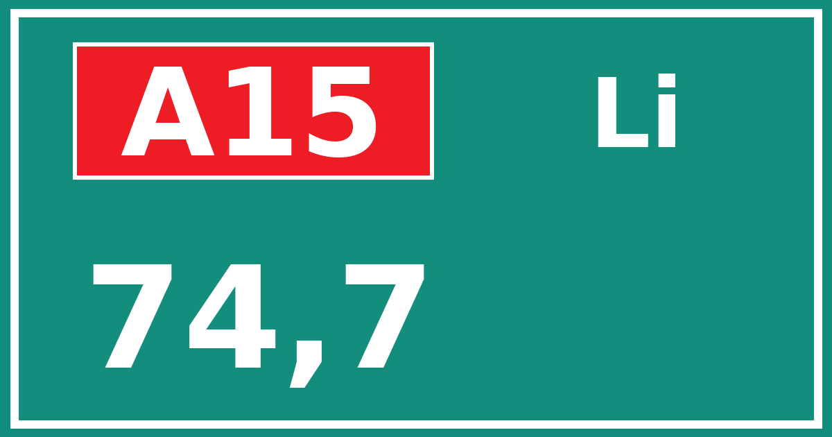 Hectometerbord A15 74,7 zijde Li