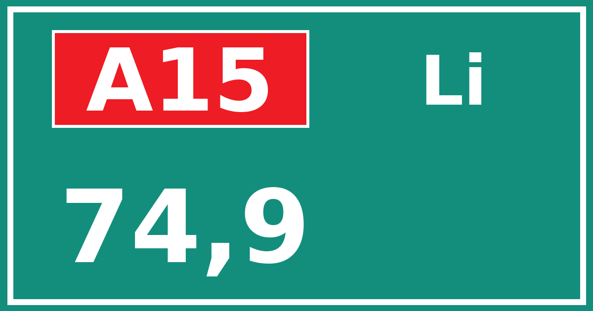 Hectometerbord A15 74,9 zijde Li