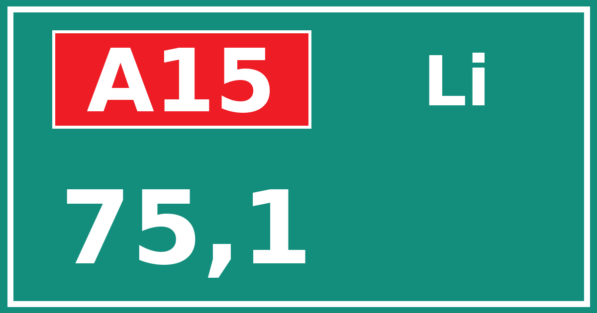 Hectometerbord A15 75,1 zijde Li