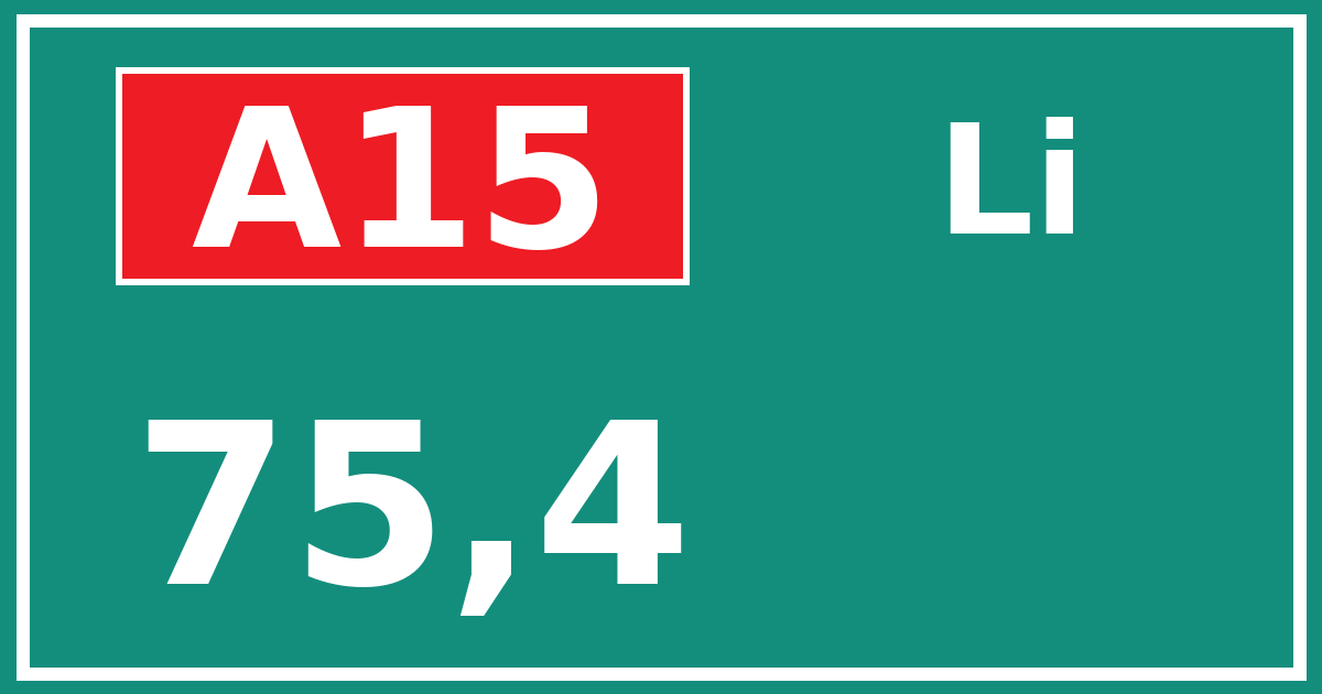 Hectometerbord A15 75,4 zijde Li