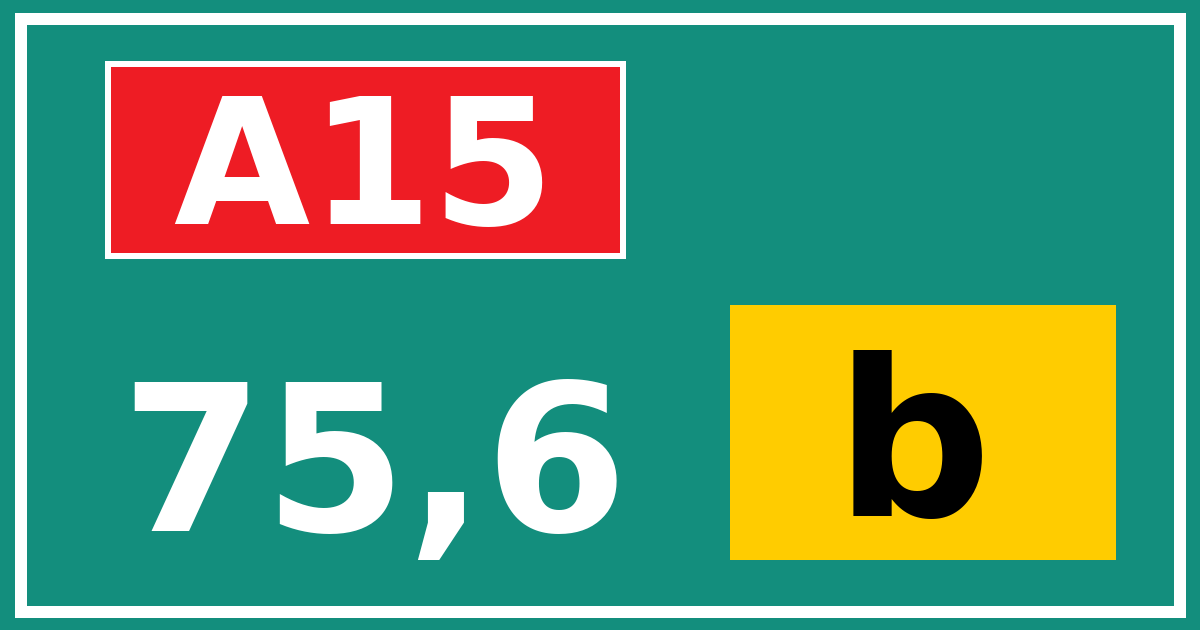 Hectometerbord A15 75,6 letter b