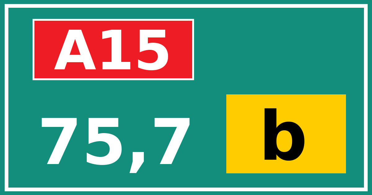 Hectometerbord A15 75,7 letter b