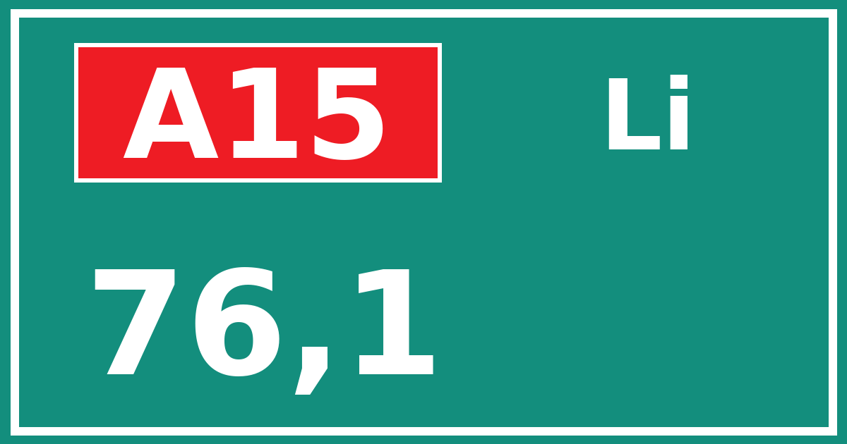 Hectometerbord A15 76,1 zijde Li
