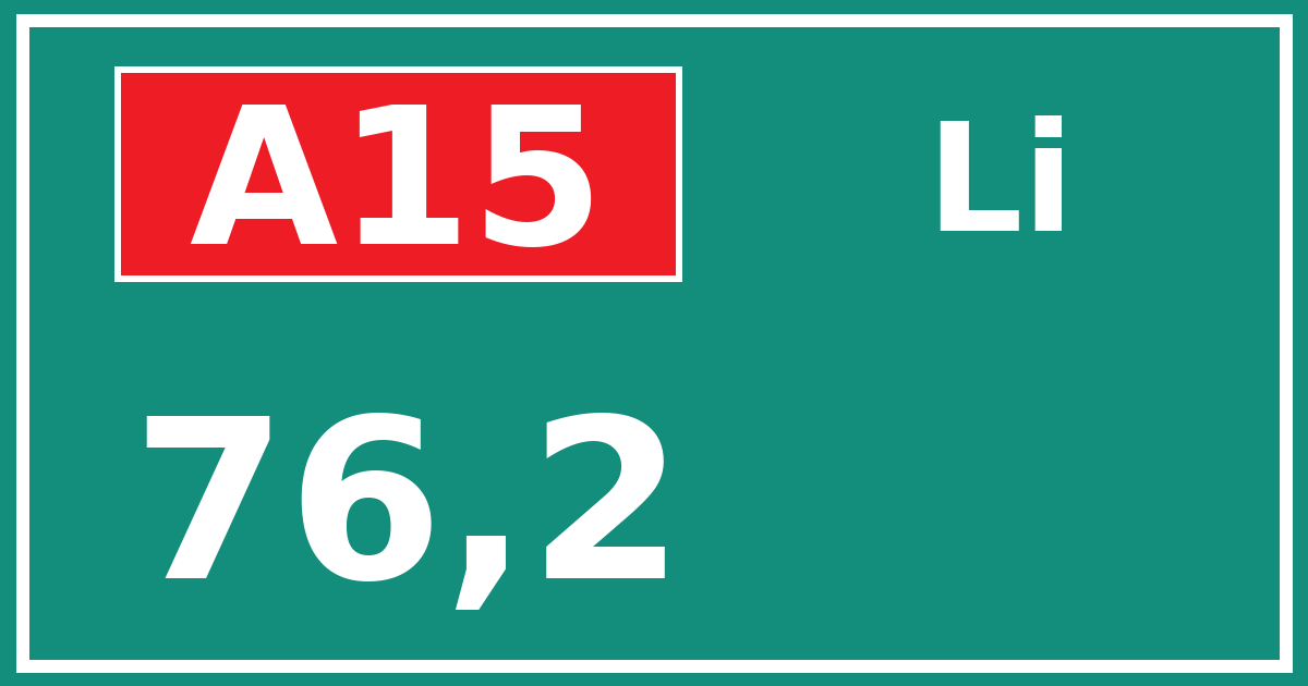 Hectometerbord A15 76,2 zijde Li