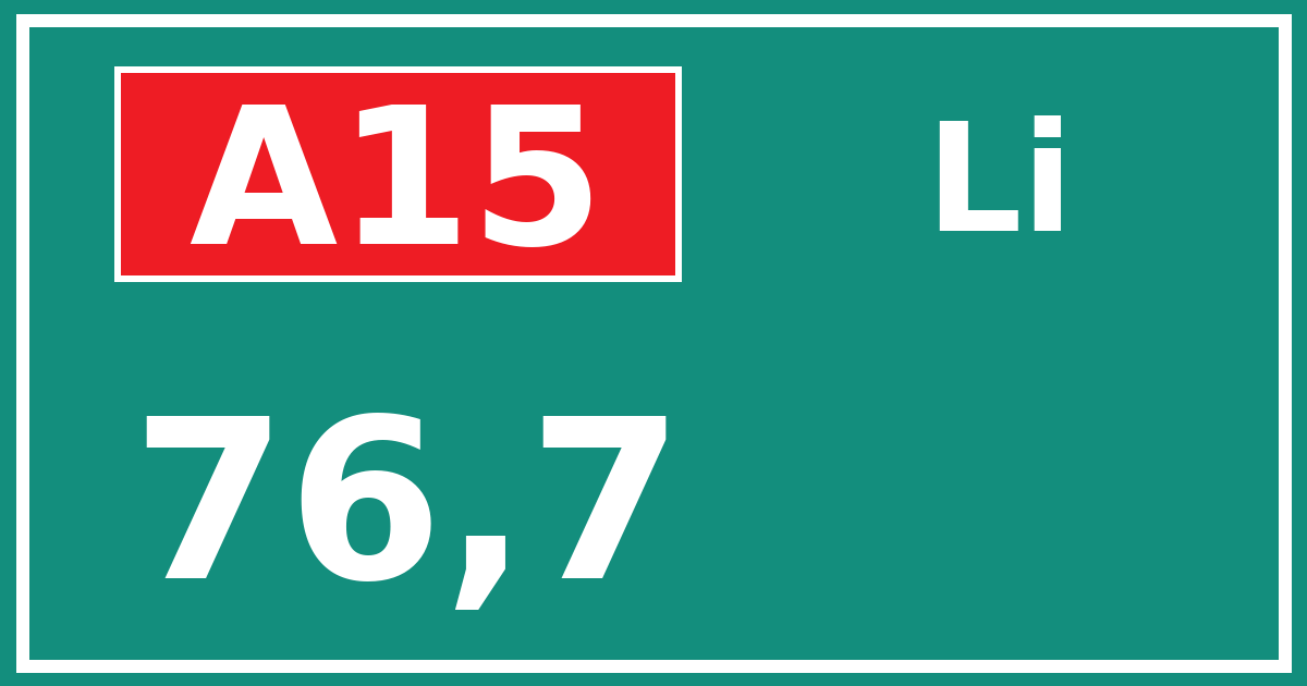 Hectometerbord A15 76,7 zijde Li