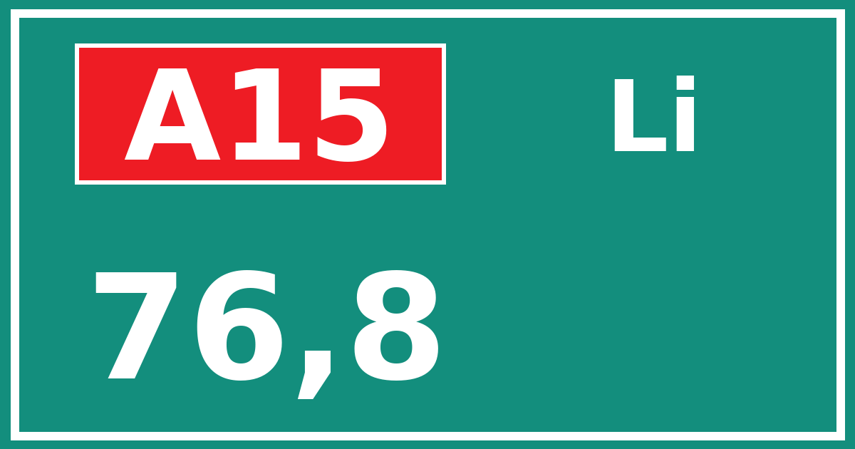 Hectometerbord A15 76,8 zijde Li