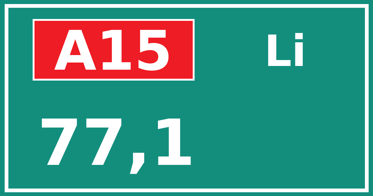 Hectometerbord A15 77,1 zijde Li