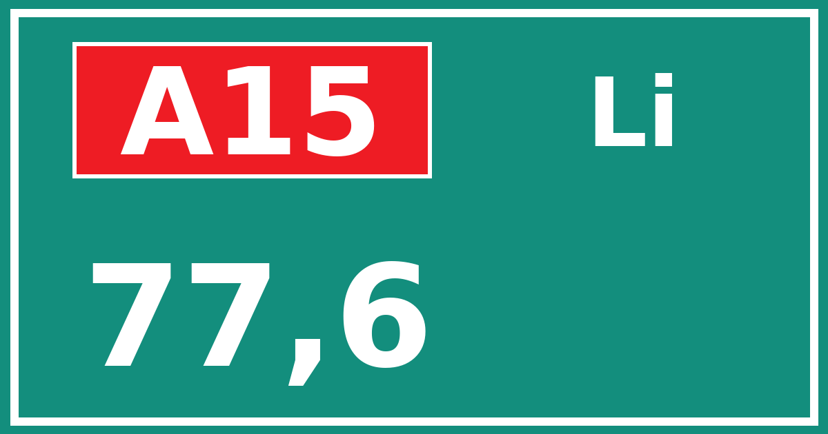 Hectometerbord A15 77,6 zijde Li