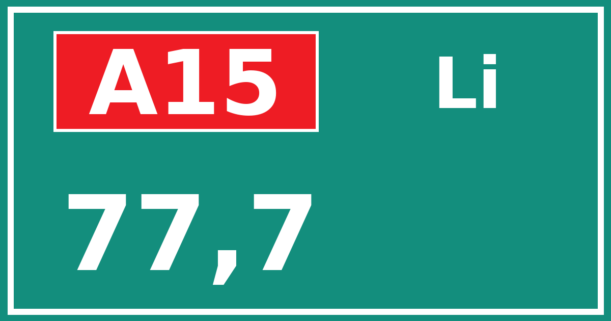 Hectometerbord A15 77,7 zijde Li
