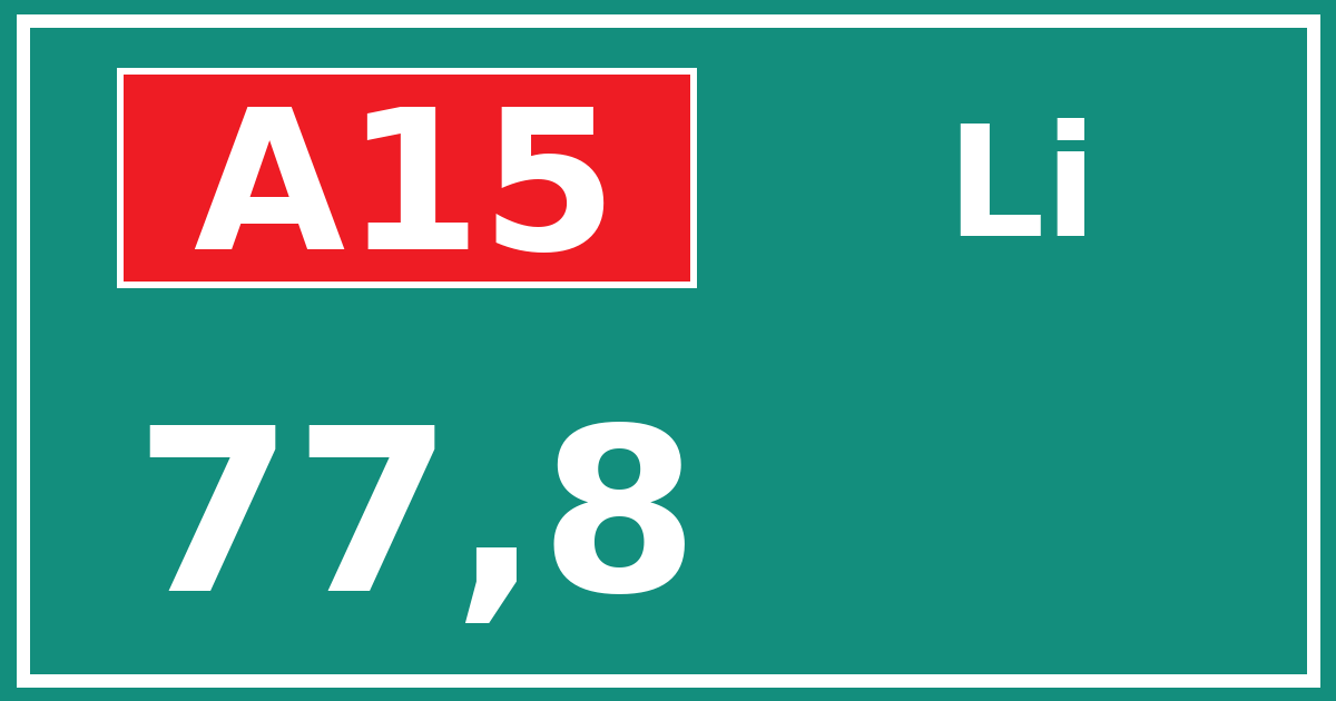 Hectometerbord A15 77,8 zijde Li