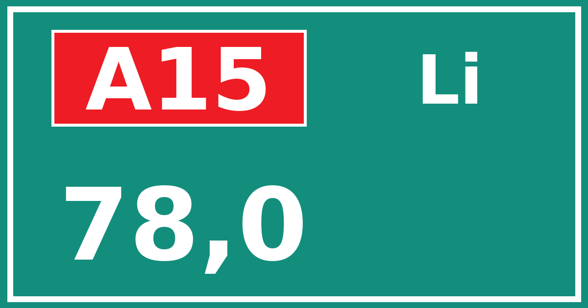 Hectometerbord A15 78,0 zijde Li