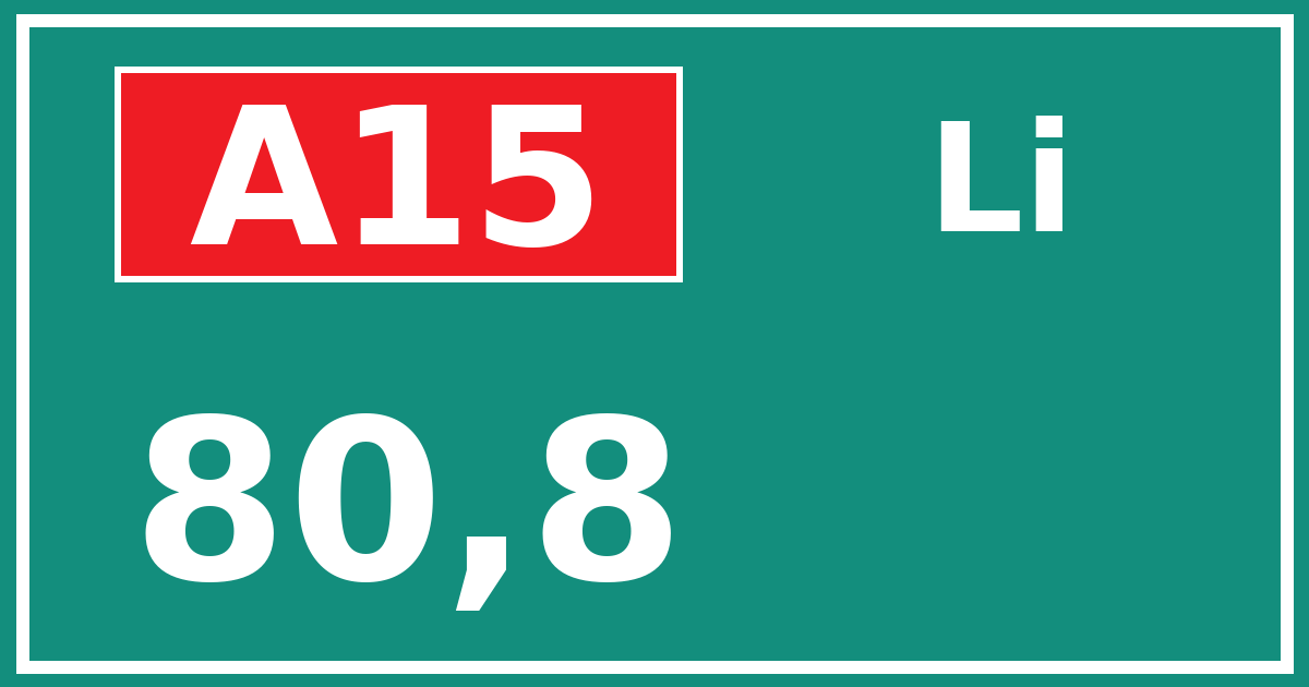 Hectometerbord A15 80,8 zijde Li