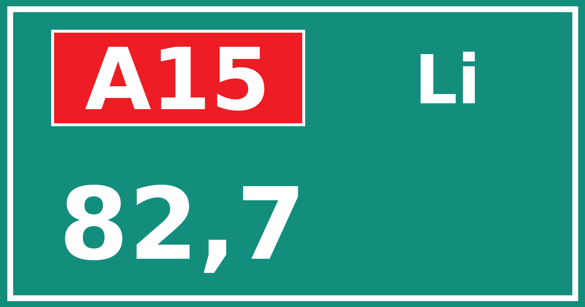 Hectometerbord A15 82,7 zijde Li