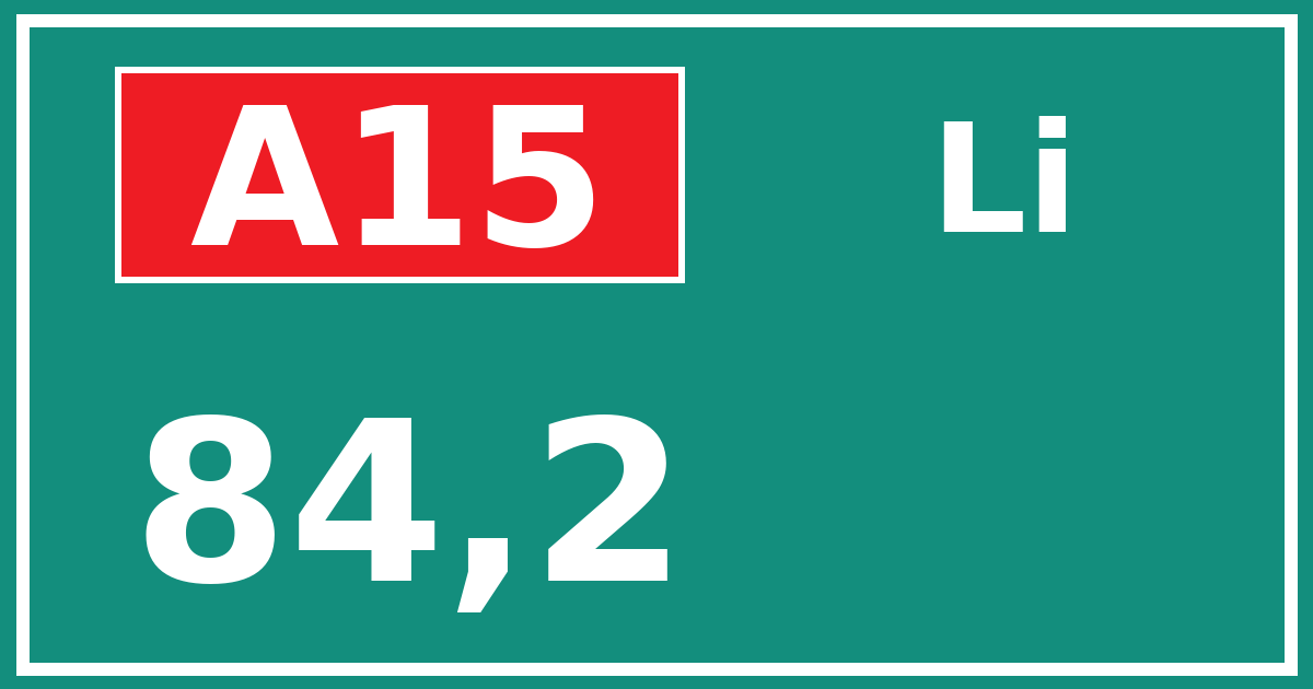 Hectometerbord A15 84,2 zijde Li