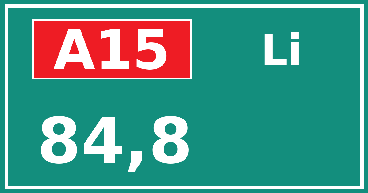 Hectometerbord A15 84,8 zijde Li