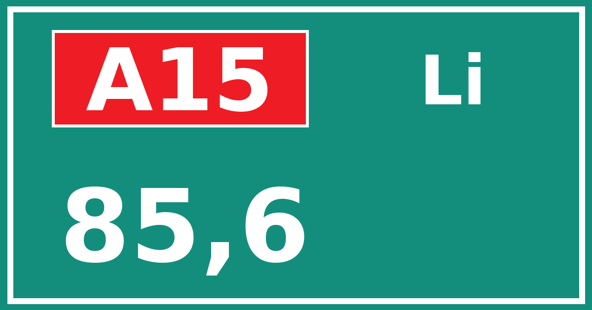 Hectometerbord A15 85,6 zijde Li