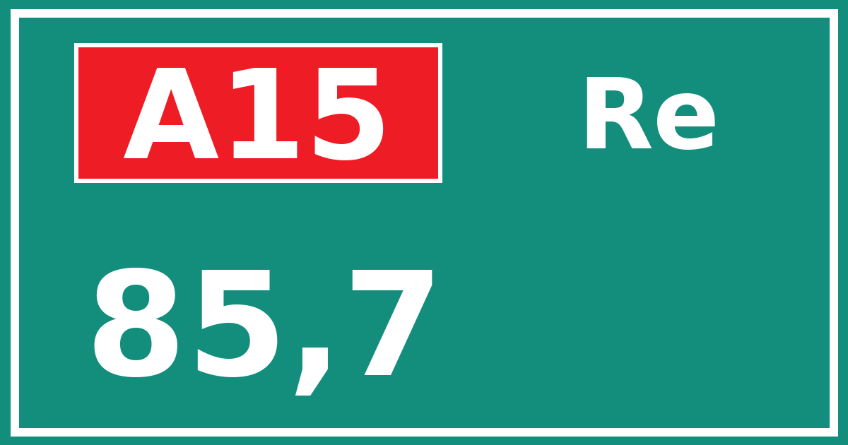 Hectometerbord A15 85,7 zijde Re