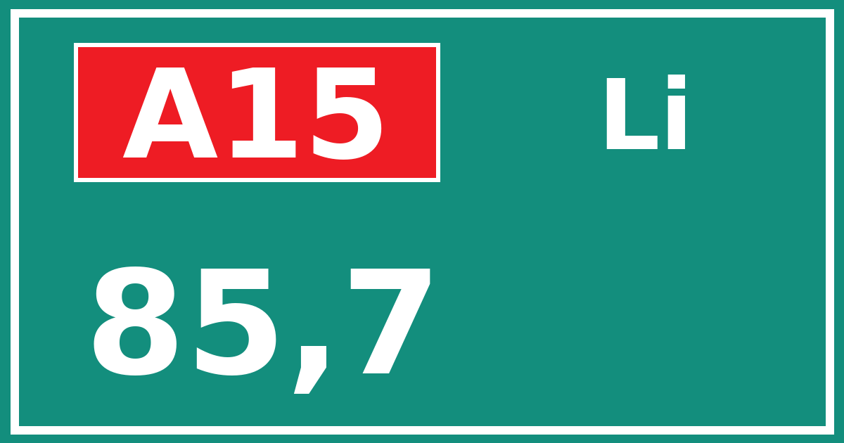 Hectometerbord A15 85,7 zijde Li