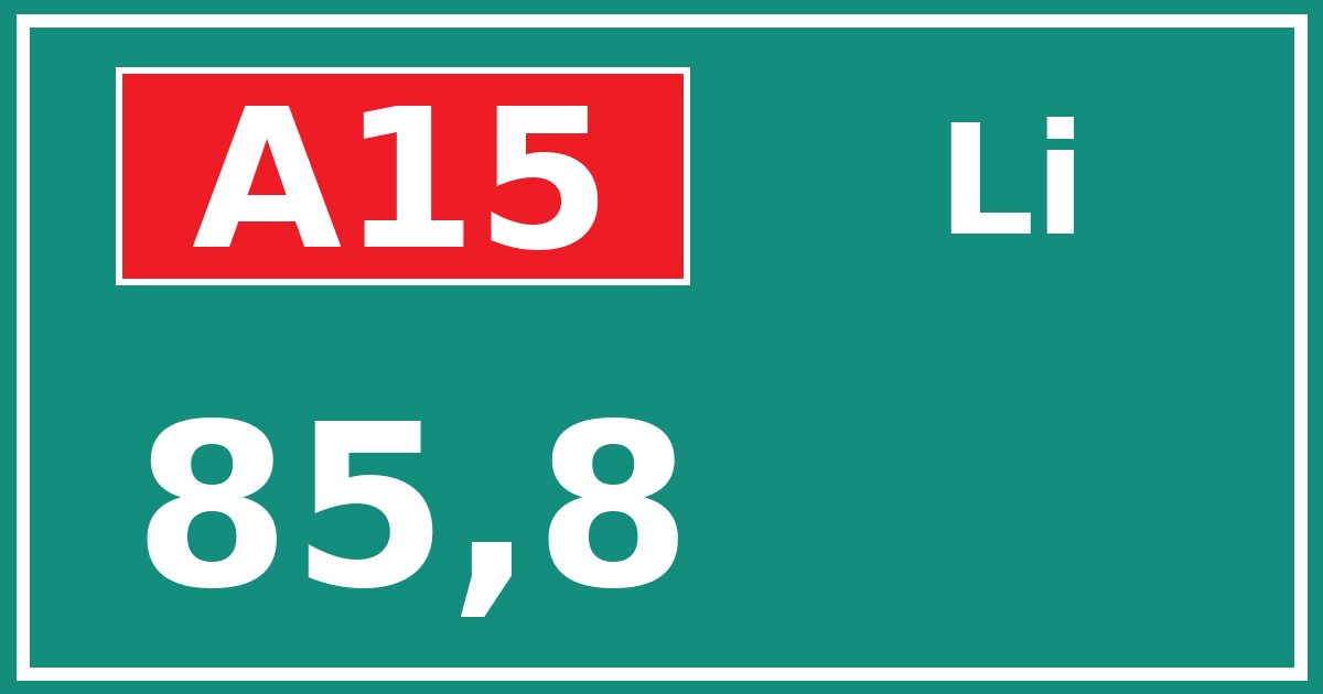 Hectometerbord A15 85,8 zijde Li