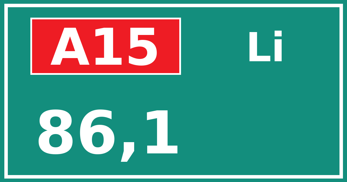 Hectometerbord A15 86,1 zijde Li