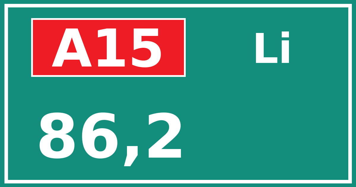 Hectometerbord A15 86,2 zijde Li