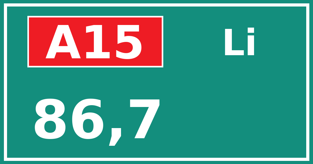 Hectometerbord A15 86,7 zijde Li
