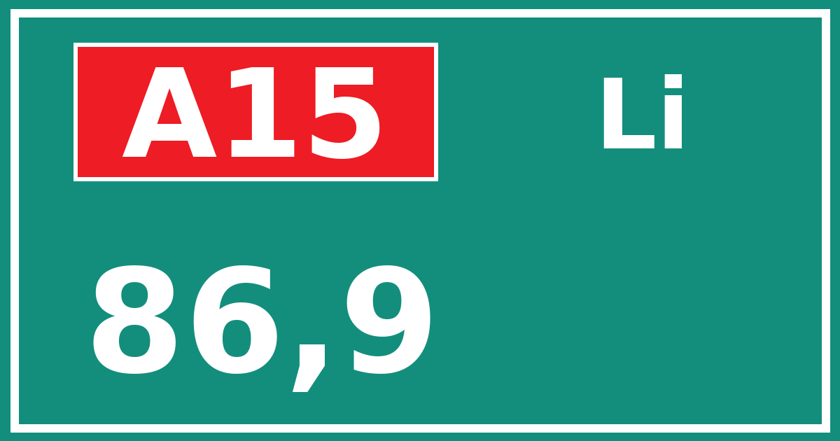 Hectometerbord A15 86,9 zijde Li