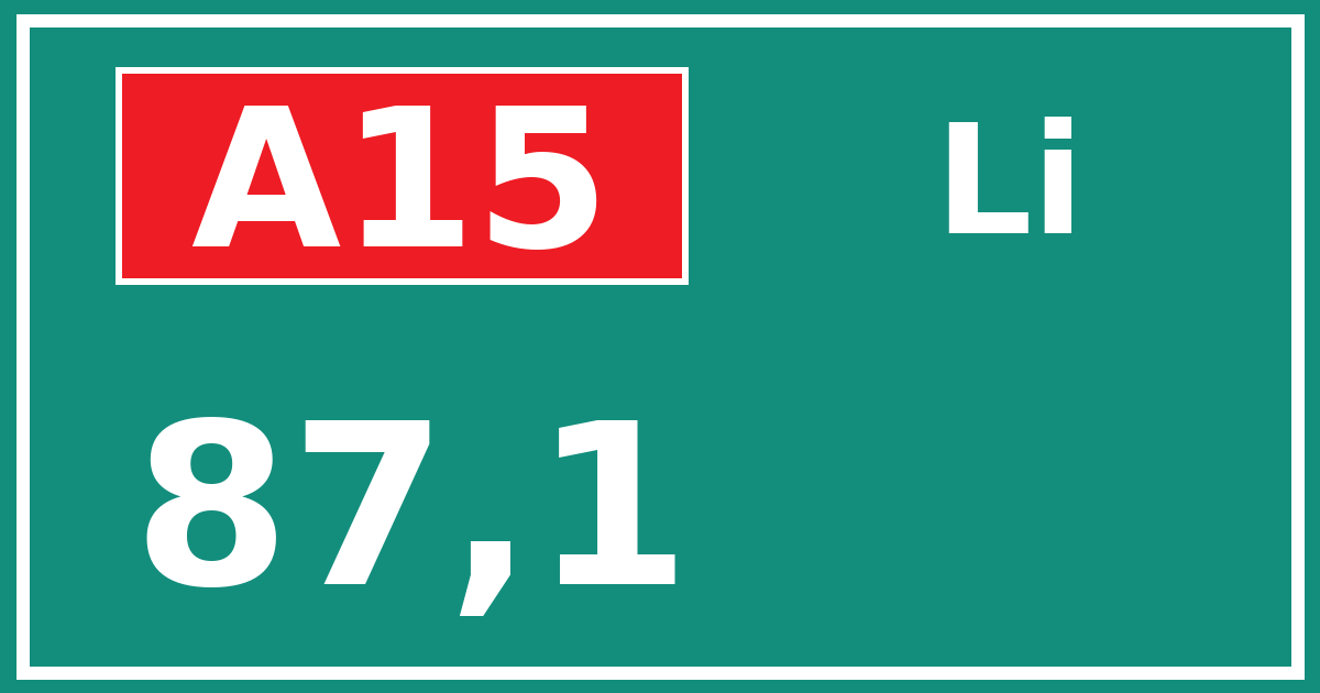 Hectometerbord A15 87,1 zijde Li
