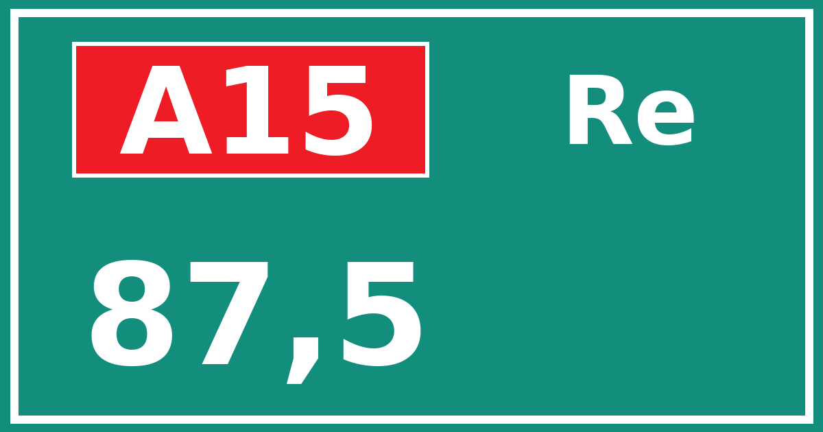 Hectometerbord A15 87,5 zijde Re
