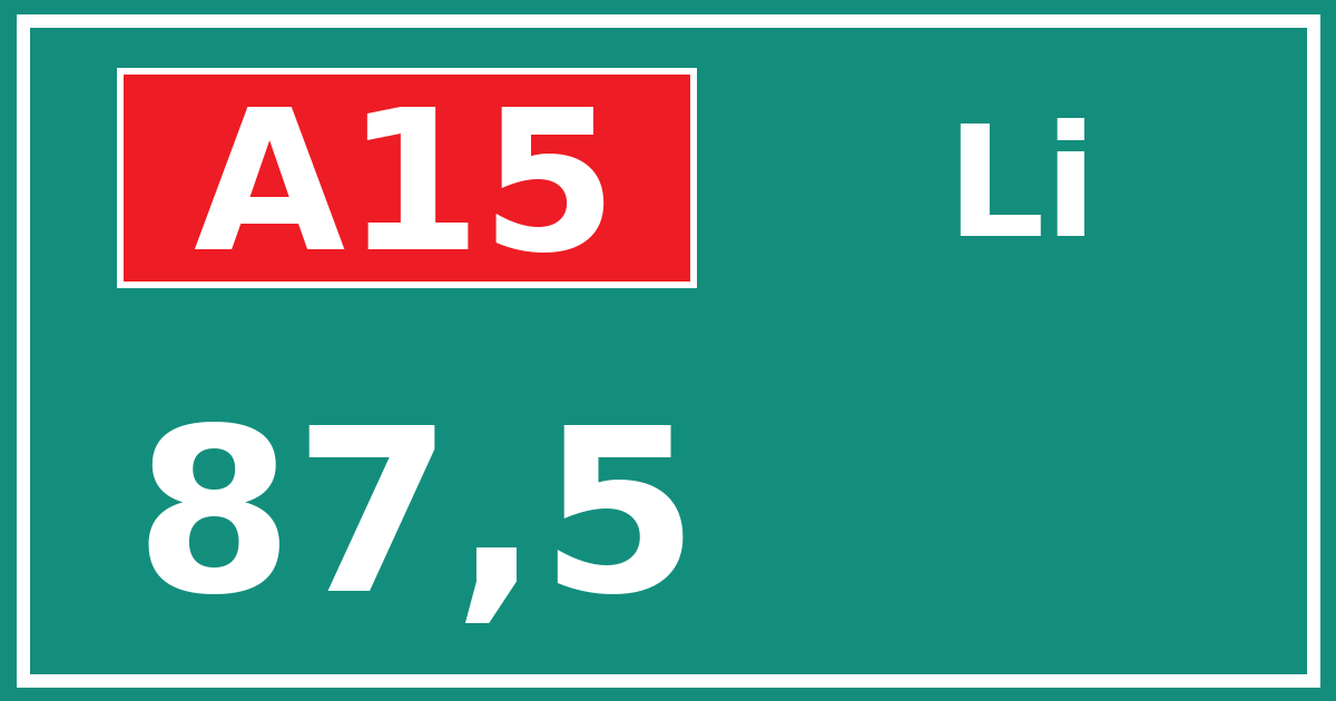Hectometerbord A15 87,5 zijde Li